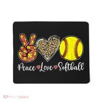 Peace Love Softball Leopard Softball Player Girl Mothers Day Mousepad thumb 0