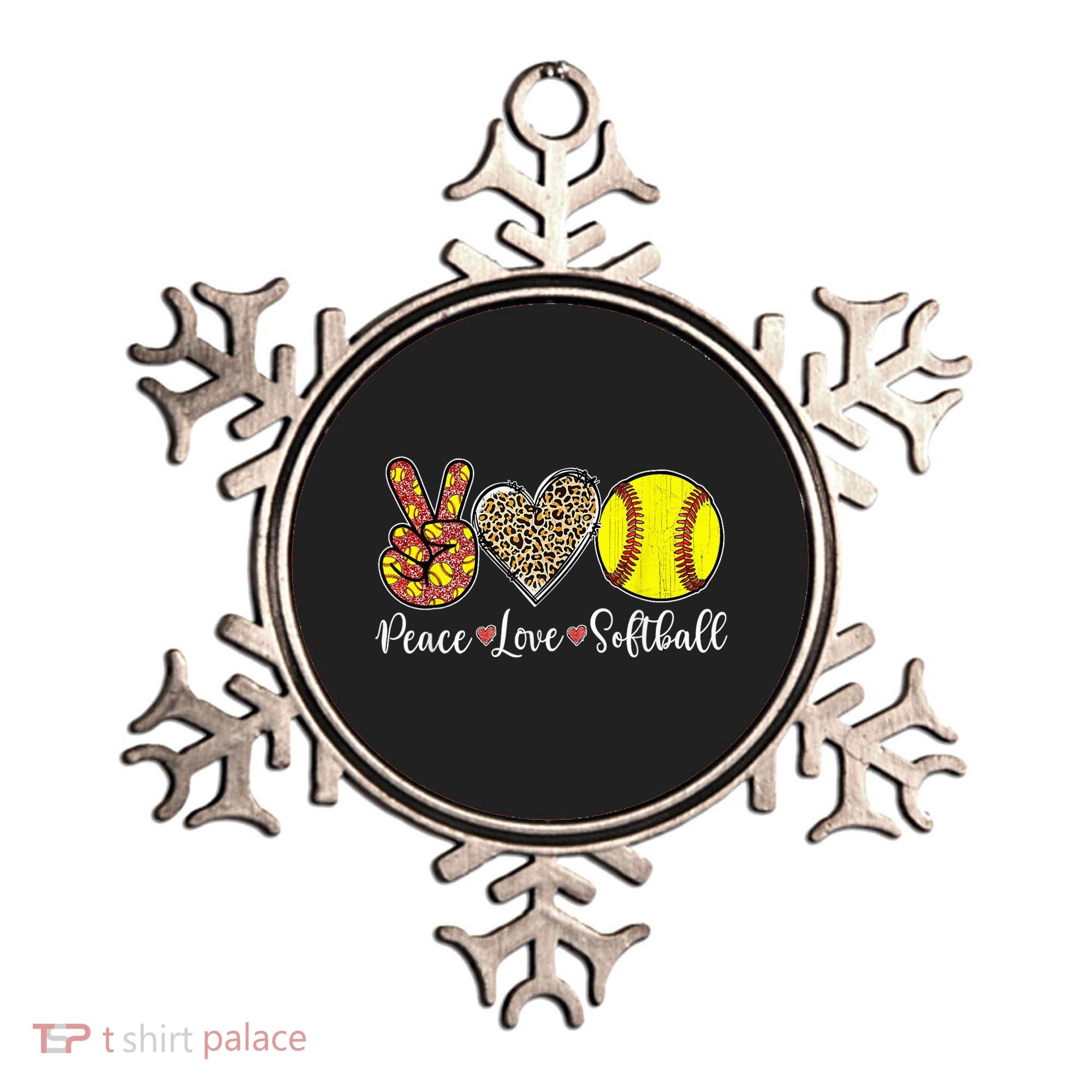 Peace Love Softball Leopard Softball Player Girl Mothers Day Ornament