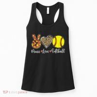 Peace Love Softball Leopard Softball Player Girl Mothers Day Women's Tank Top thumb 0