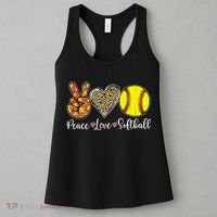 Peace Love Softball Leopard Softball Player Girl Mothers Day Women's Tank Top thumb 3