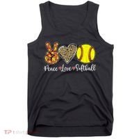 Peace Love Softball Leopard Softball Player Girl Mothers Day Tank Top thumb 0