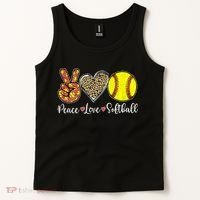 Peace Love Softball Leopard Softball Player Girl Mothers Day Tank Top thumb 2