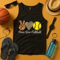 Peace Love Softball Leopard Softball Player Girl Mothers Day Tank Top thumb 4