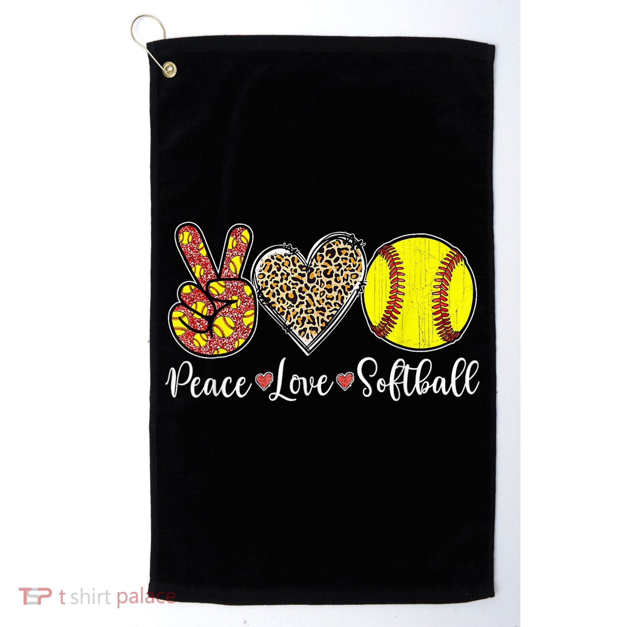 Peace Love Softball Leopard Softball Player Girl Mothers Day Golf Towel