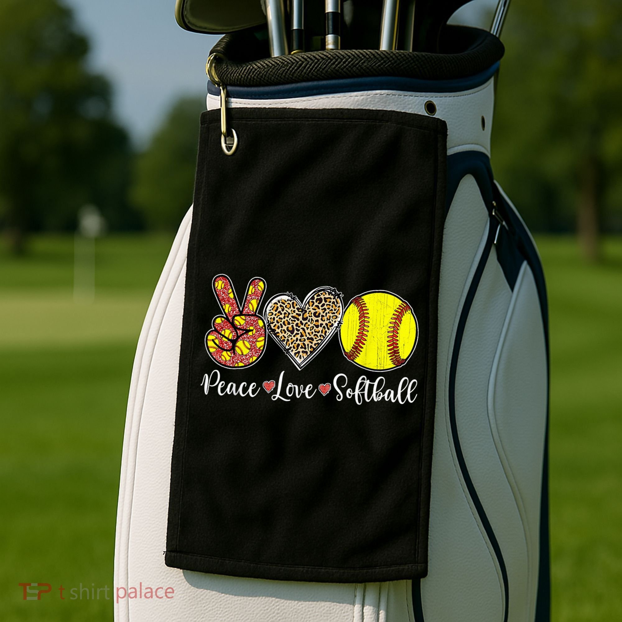 Peace Love Softball Leopard Softball Player Girl Mothers Day Golf Towel