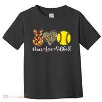 Peace Love Softball Leopard Softball Player Girl Mothers Day Toddler T-Shirt thumb 0