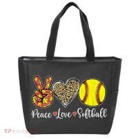 Peace Love Softball Leopard Softball Player Girl Mothers Day Tote Bag thumb 0