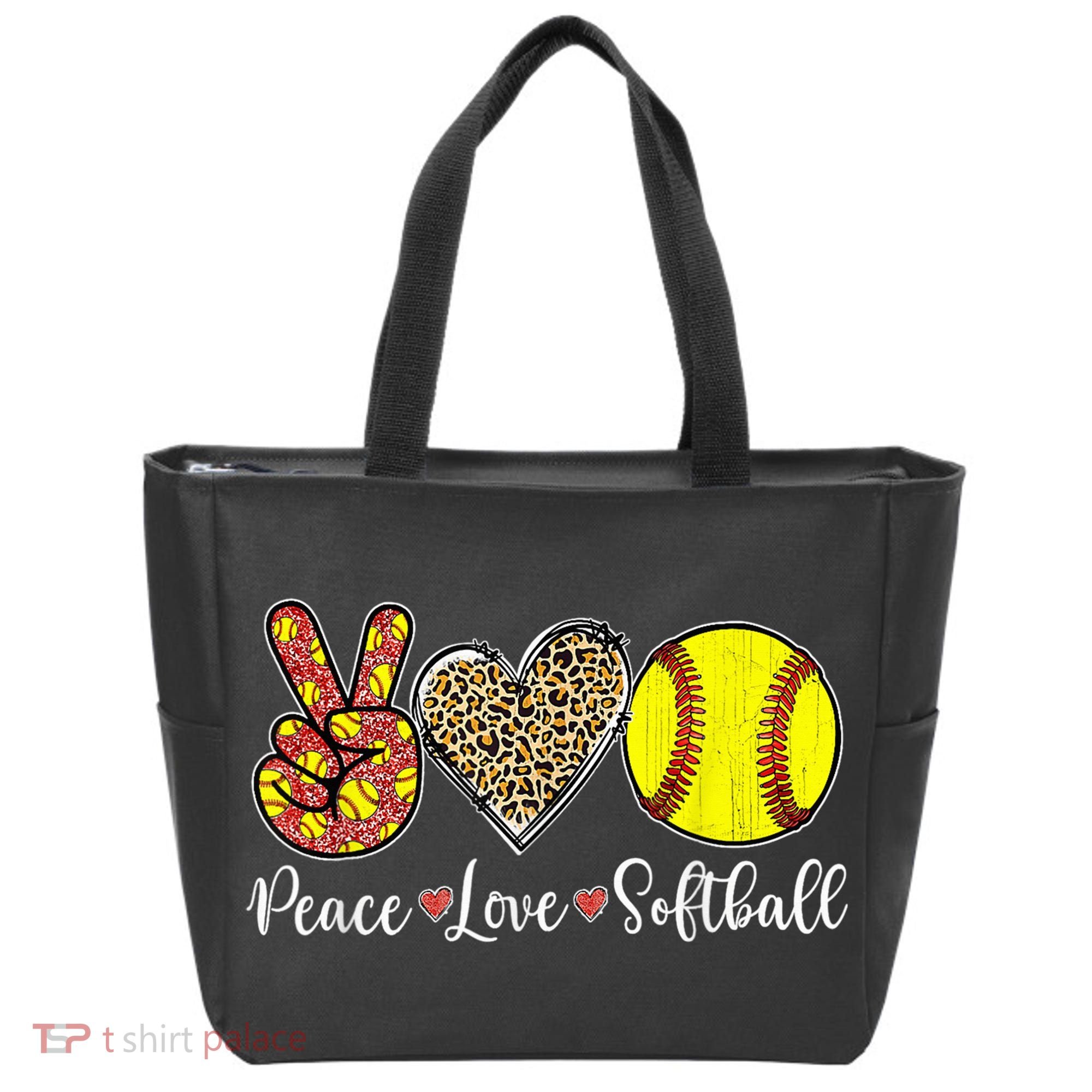 Peace Love Softball Leopard Softball Player Girl Mothers Day Tote Bag