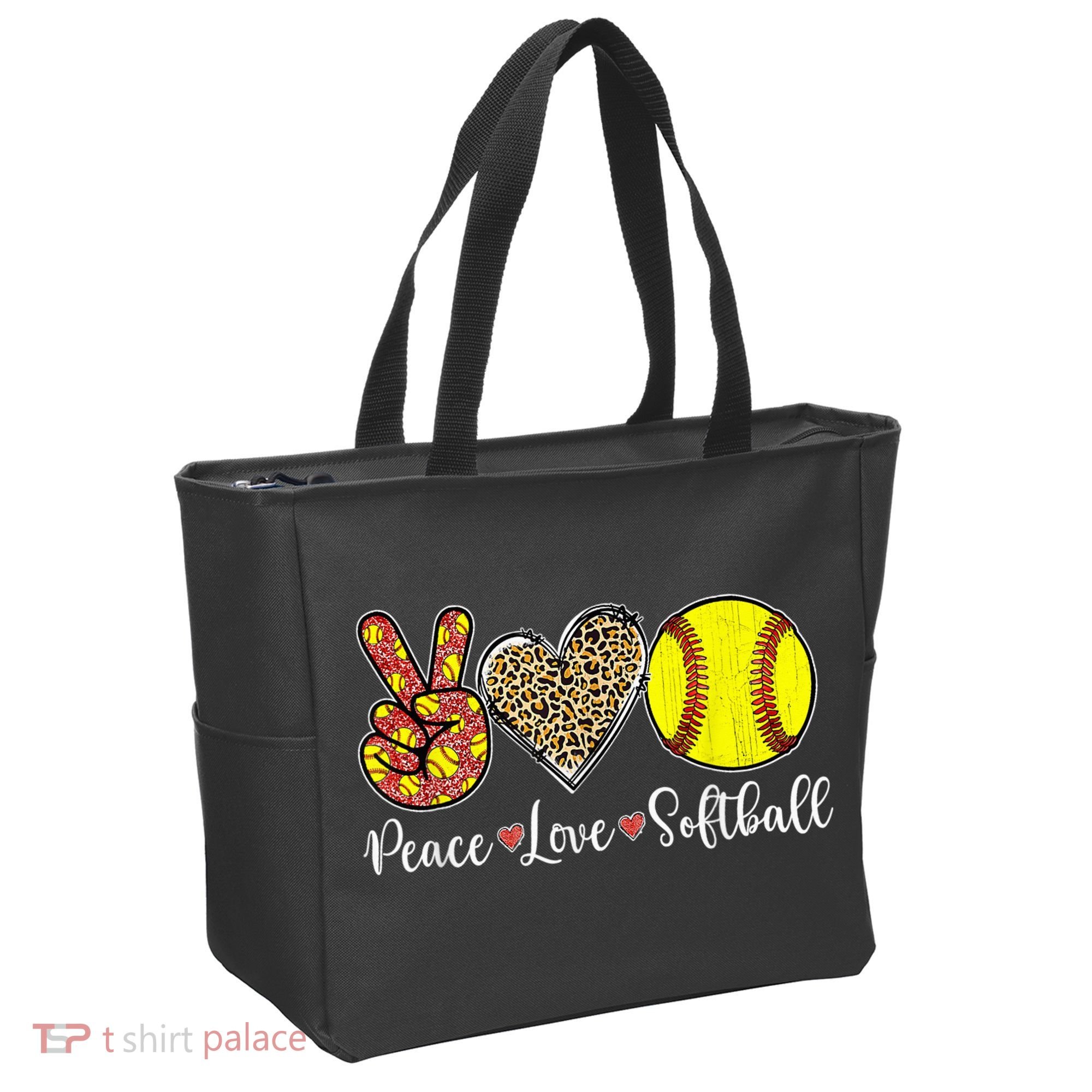 Peace Love Softball Leopard Softball Player Girl Mothers Day Tote Bag