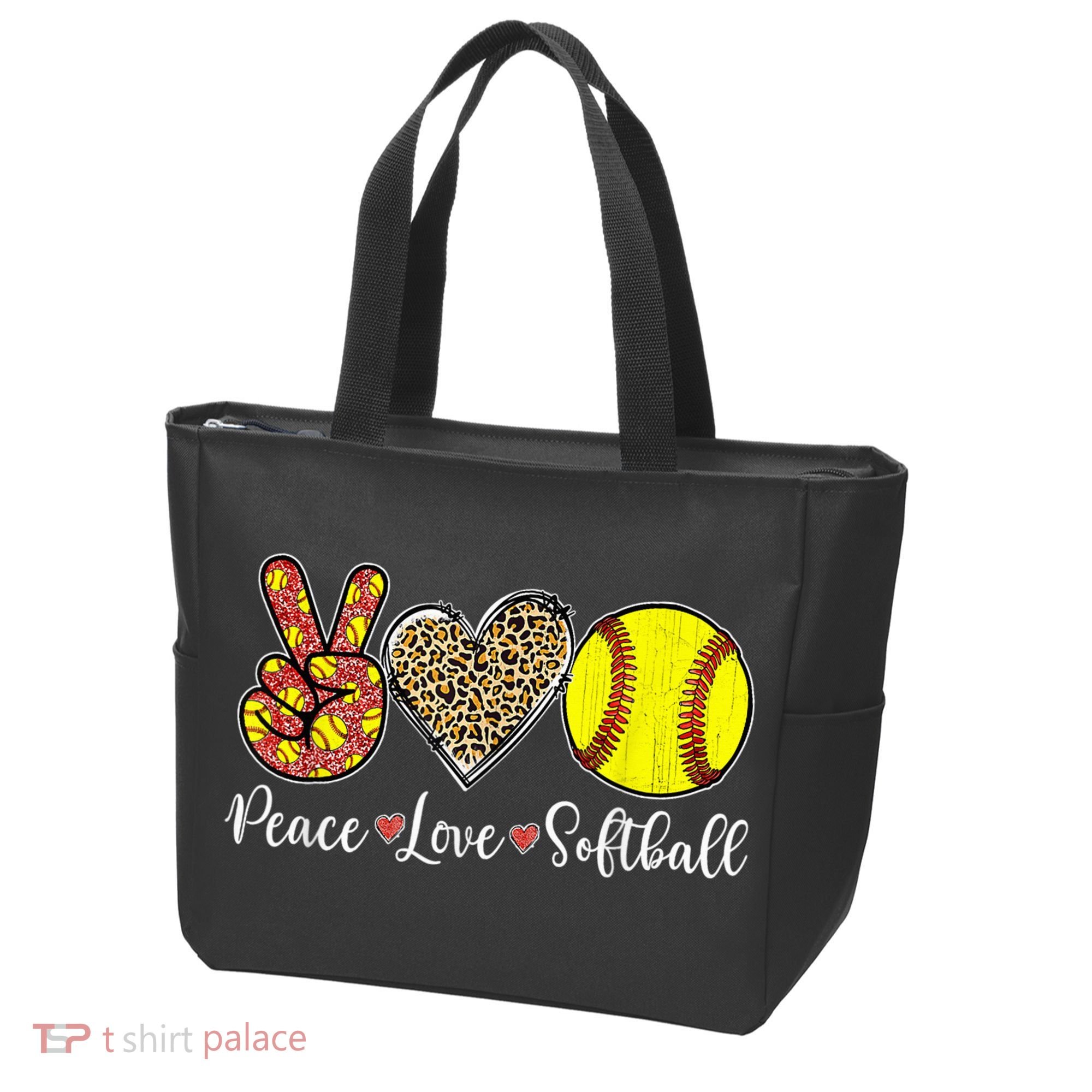 Peace Love Softball Leopard Softball Player Girl Mothers Day Tote Bag