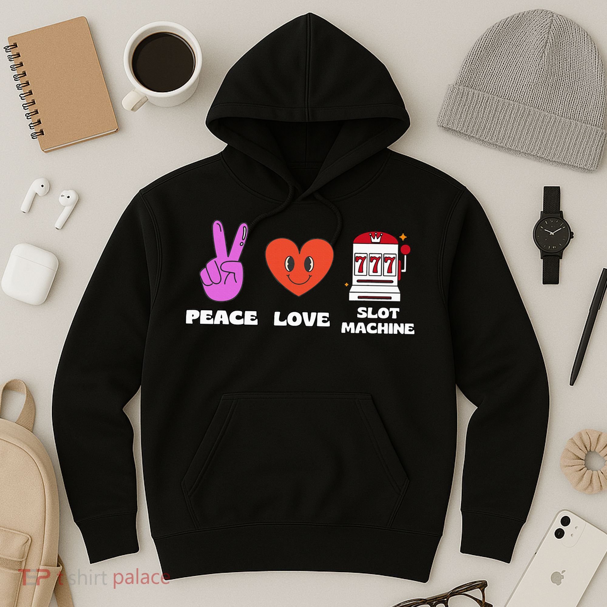 Peace Love Slot Machine Hoodie