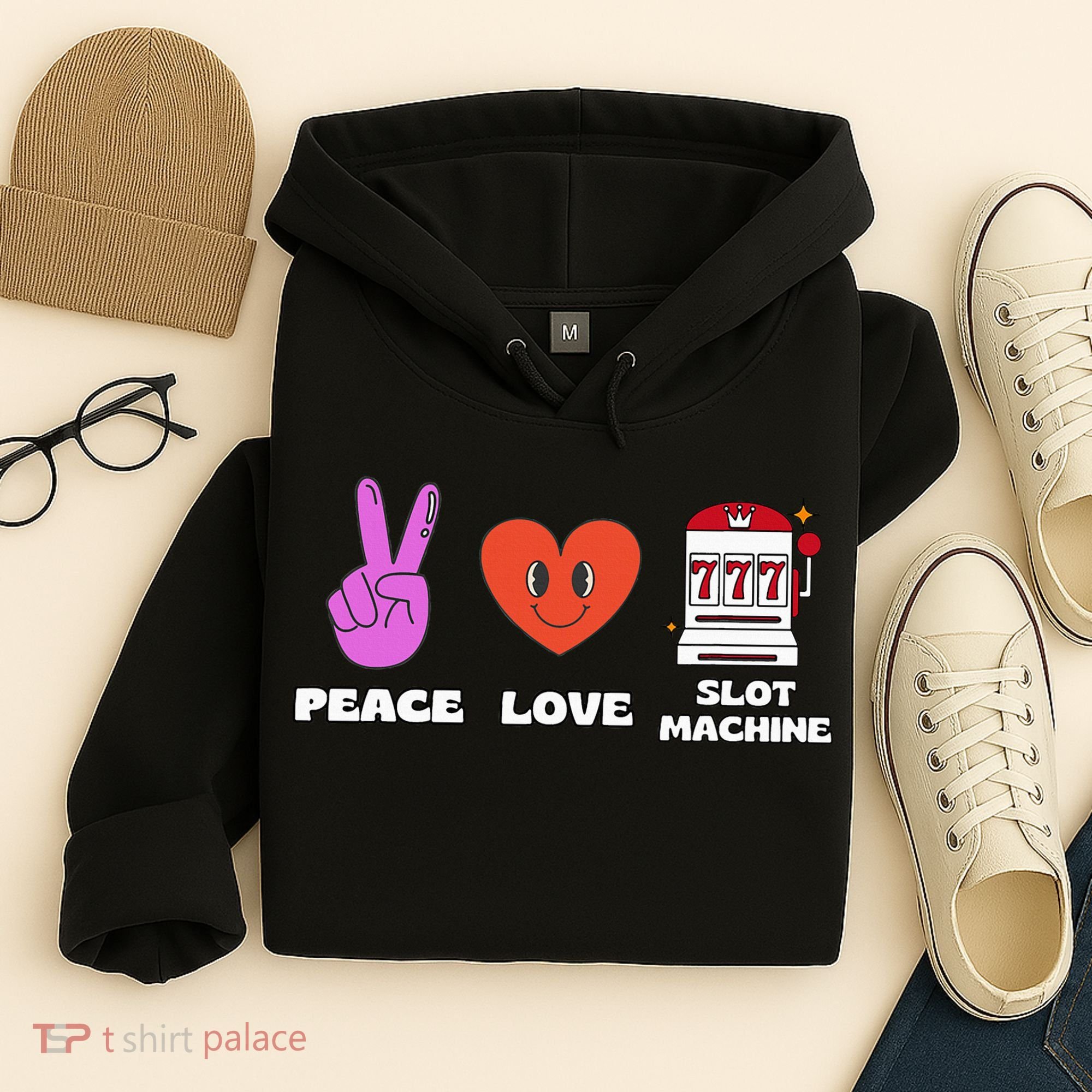 Peace Love Slot Machine Hoodie