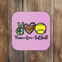 Peace Love Softball For Teen Girl Cute Leopard Softball Coaster thumb 0