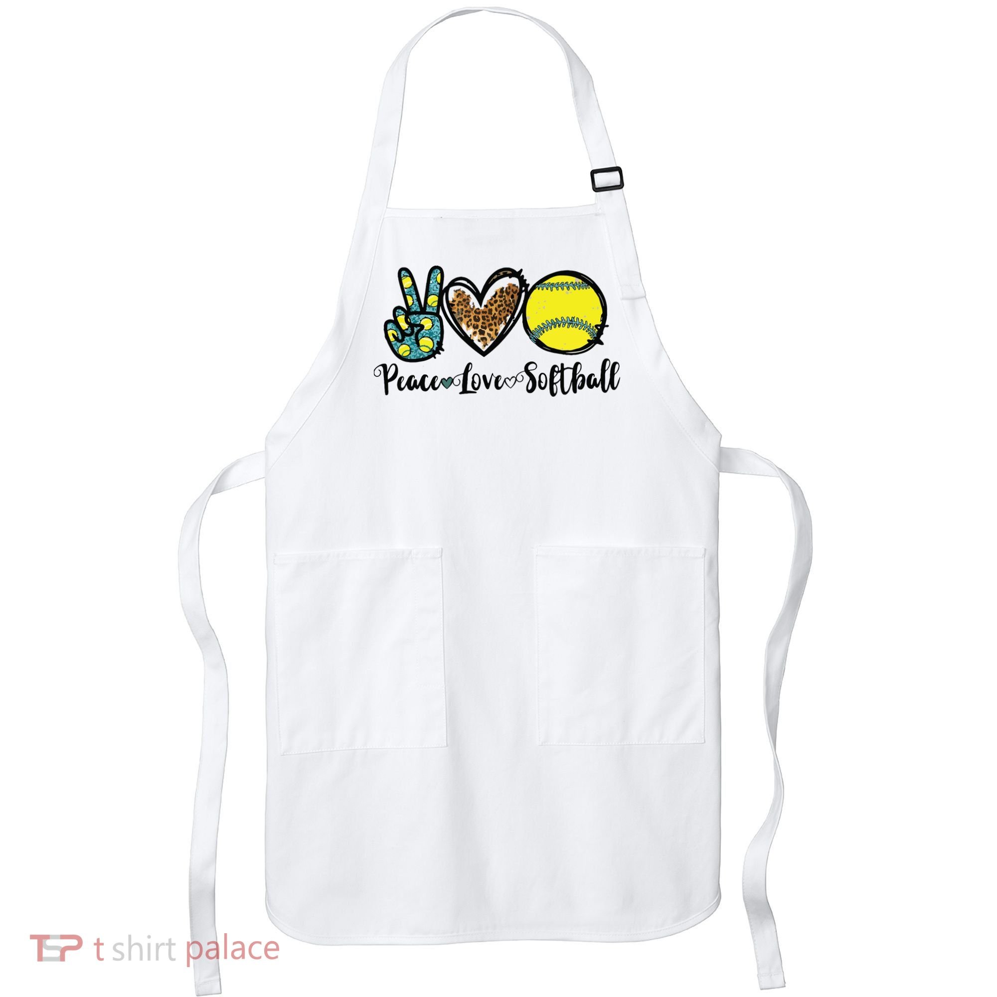 Peace Love Softball For Teen Girl Cute Leopard Softball Apron