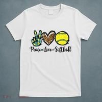 Peace Love Softball For Teen Girl Cute Leopard Softball T-Shirt thumb 5