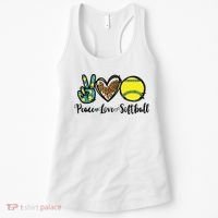 Peace Love Softball For Teen Girl Cute Leopard Softball Women's Tank Top thumb 0
