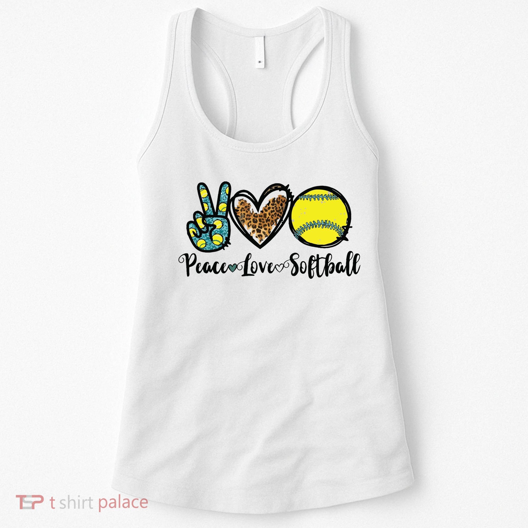 Peace Love Softball For Teen Girl Cute Leopard Softball Women's Tank Top