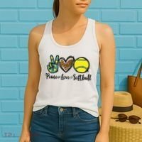 Peace Love Softball For Teen Girl Cute Leopard Softball Women's Tank Top thumb 2