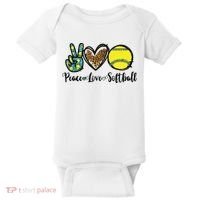 Peace Love Softball For Teen Girl Cute Leopard Softball Baby Bodysuit thumb 0