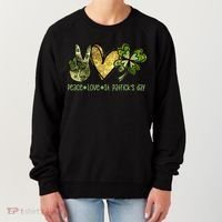 Peace Love St Patrick's Day Festive Women's Sweatshirt thumb 0