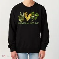 Peace Love St Patrick's Day Festive Women's Sweatshirt thumb 0