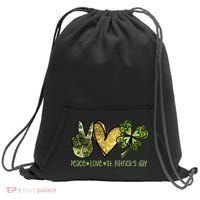 Peace Love St Patrick's Day Festive Sweatshirt Cinch Pack Bag thumb 0