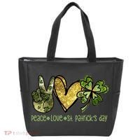 Peace Love St Patrick's Day Festive Tote Bag thumb 0