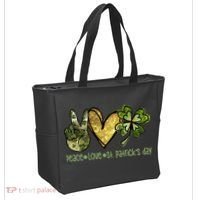 Peace Love St Patrick's Day Festive Tote Bag thumb 2