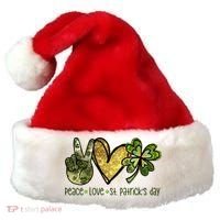 Peace Love St Patrick's Day Festive Santa Hat thumb 0