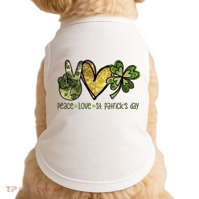 Peace Love St Patrick's Day Festive Doggie Tank
