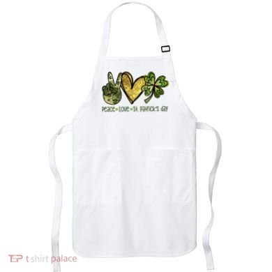 Peace Love St Patrick's Day Festive Apron
