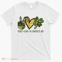 Peace Love St Patrick's Day Festive T-Shirt thumb 0