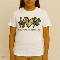 Peace Love St Patrick's Day Festive T-Shirt thumb 4