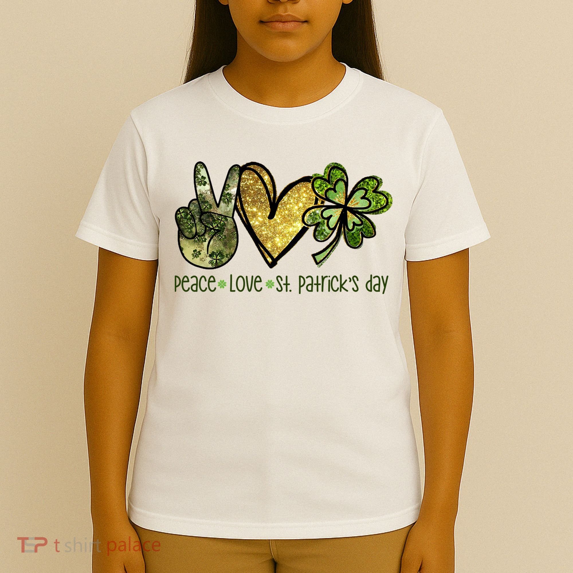 Peace Love St Patrick's Day Festive T-Shirt