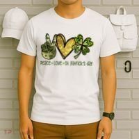 Peace Love St Patrick's Day Festive T-Shirt thumb 6