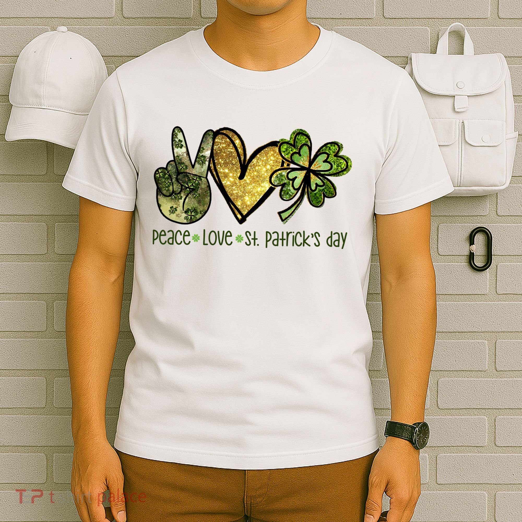 Peace Love St Patrick's Day Festive T-Shirt