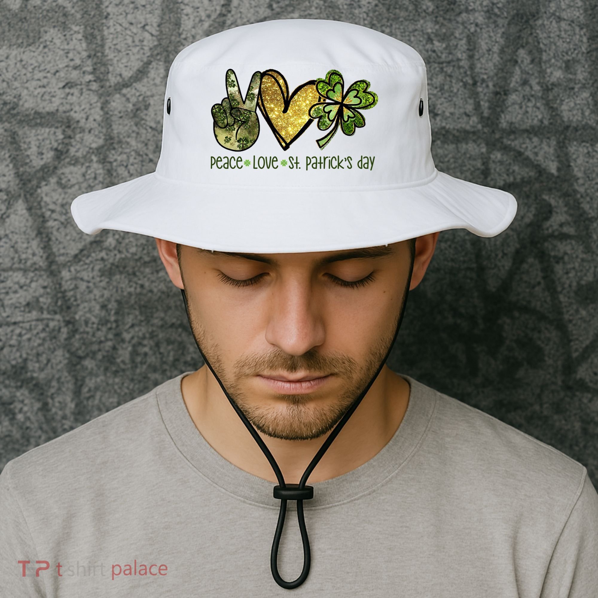 Peace Love St Patrick's Day Festive Bucket Hat