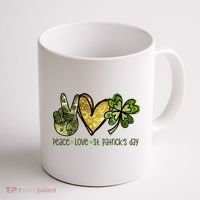 Peace Love St Patrick's Day Festive Coffee Mug thumb 1