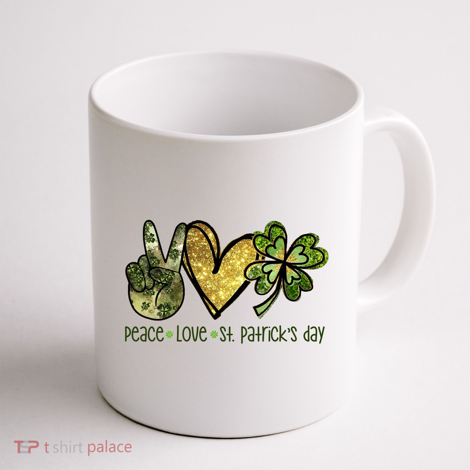 Peace Love St Patrick's Day Festive Coffee Mug