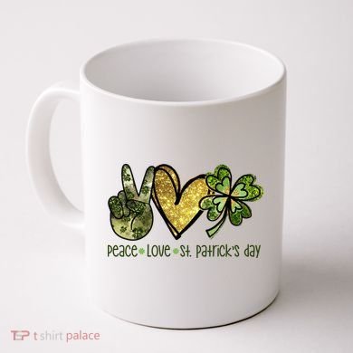 Peace Love St Patrick's Day Festive Coffee Mug