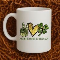 Peace Love St Patrick's Day Festive Coffee Mug thumb 2