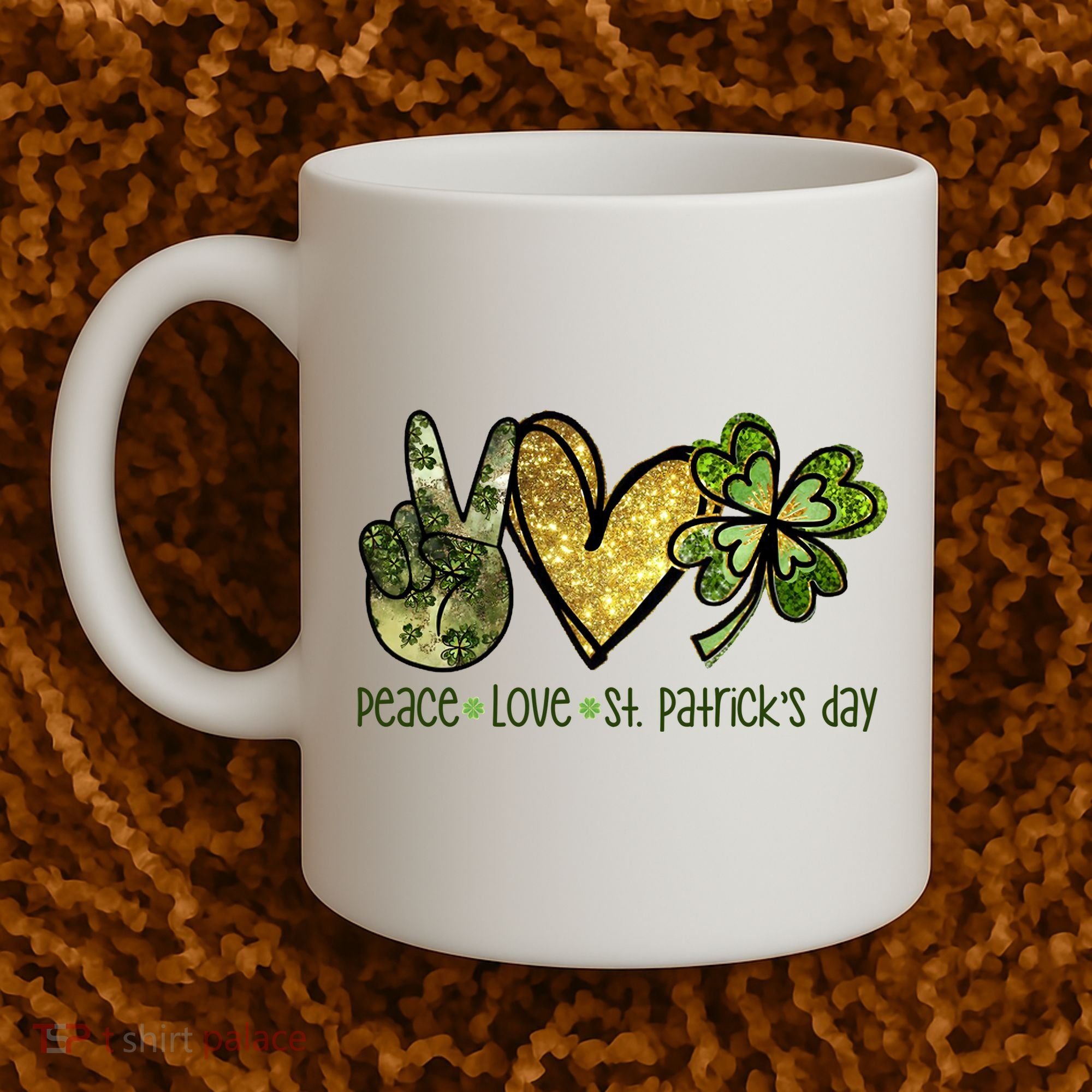 Peace Love St Patrick's Day Festive Coffee Mug