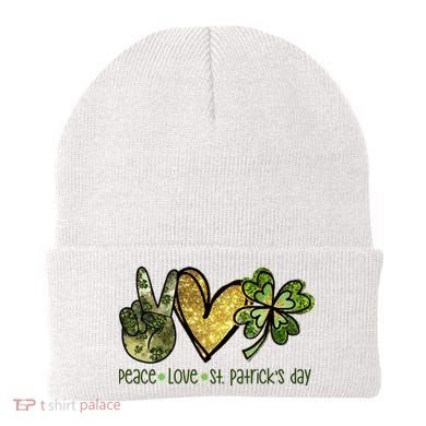 Peace Love St Patrick's Day Festive Beanie