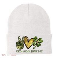 Peace Love St Patrick's Day Festive Beanie thumb 0