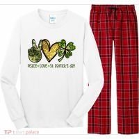 Peace Love St Patrick's Day Festive Long Sleeve Pajama Set thumb 0