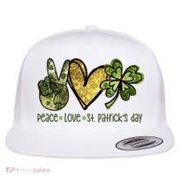 Peace Love St Patrick's Day Festive Flat Bill Trucker Hat thumb 0