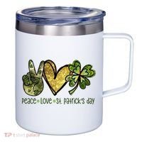 Peace Love St Patrick's Day Festive 12oz Stainless Steel Coffee Mug thumb 0