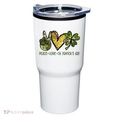 Peace Love St Patrick's Day Festive Tumbler