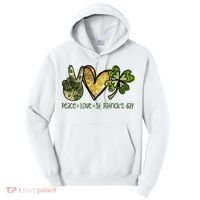Peace Love St Patrick's Day Festive Tall Hoodie thumb 0