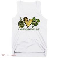 Peace Love St Patrick's Day Festive Tank Top thumb 0